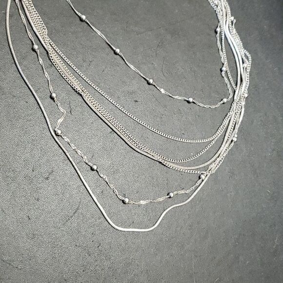 **Final Sale** Silver tone multilayered necklace - Picture 2 of 11